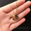 Shangjie OEM Collier Hawaiian 18K Gold Collier Real Gold plaqued Monstera Leaf Pendant femme Hawaiian Jewelry Hawaiian